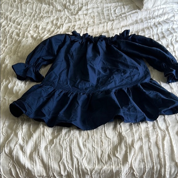 H& M Navy Blue Ruffled Mini Dress - Picture 2 of 9